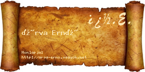 Árva Ernő névjegykártya
